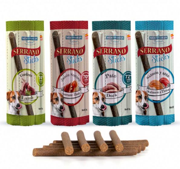Barritas-individuales-sabores-Serrano-Sticks-para-perros-de-carne-y-pescado